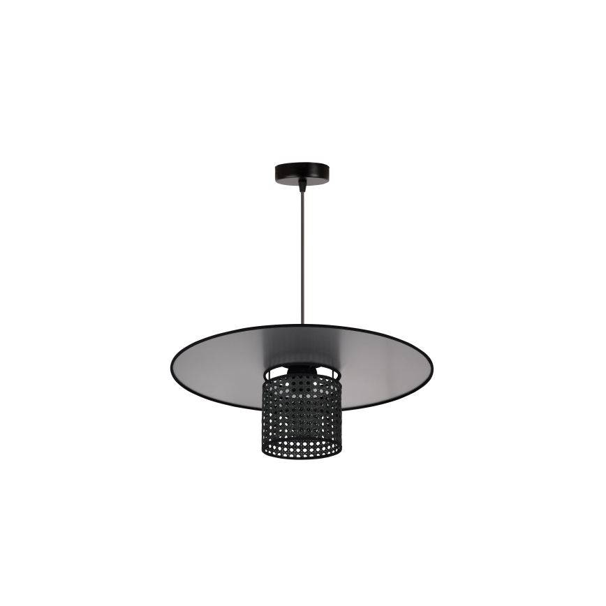 Duolla - Żyrandol na lince TOKYO RATTAN 1xE27/15W/230V śr. 50 cm czarny/srebrny