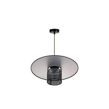 Duolla - Żyrandol na lince TOKYO RATTAN 1xE27/15W/230V śr. 50 cm czarny/srebrny