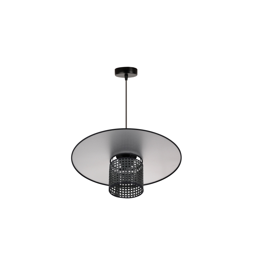 Duolla - Żyrandol na lince TOKYO RATTAN 1xE27/15W/230V śr. 50 cm czarny/srebrny