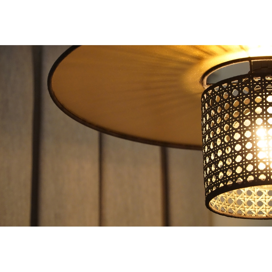 Duolla - Żyrandol na lince TOKYO RATTAN 1xE27/15W/230V śr. 50 cm złoty/czarny