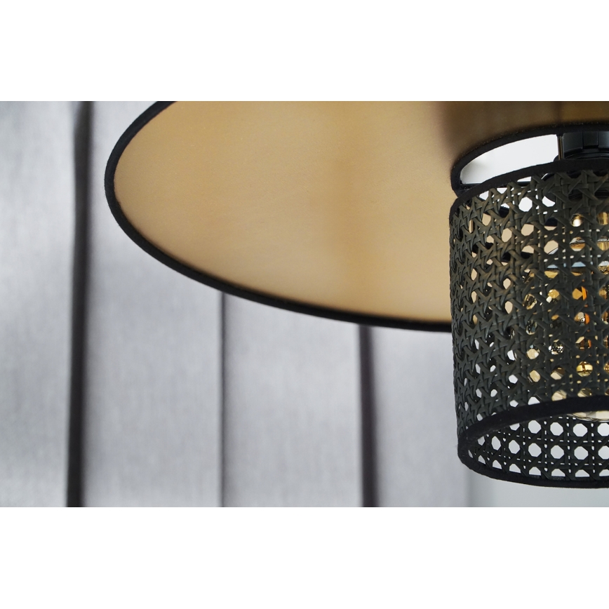 Duolla - Żyrandol na lince TOKYO RATTAN 1xE27/15W/230V śr. 50 cm złoty/czarny