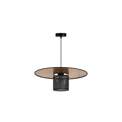 Duolla - Żyrandol na lince TOKYO RATTAN 1xE27/15W/230V śr. 50 cm złoty/czarny