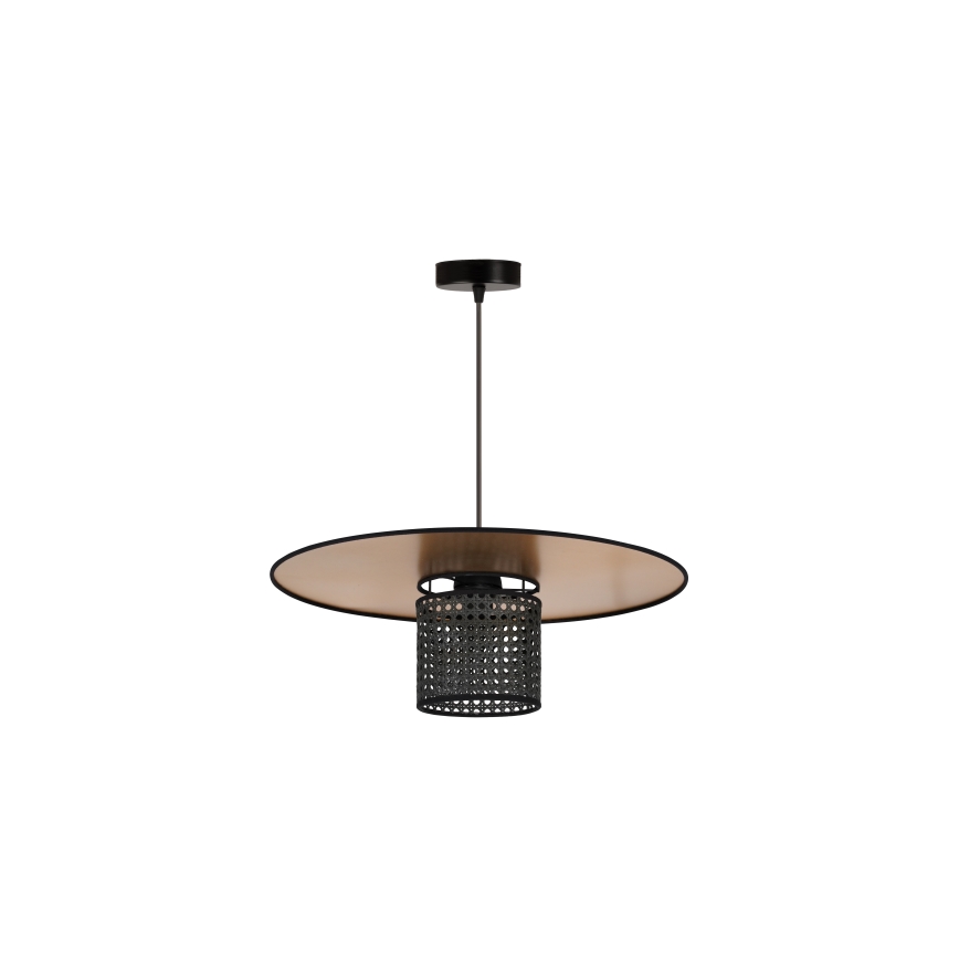 Duolla - Żyrandol na lince TOKYO RATTAN 1xE27/15W/230V śr. 50 cm złoty/czarny
