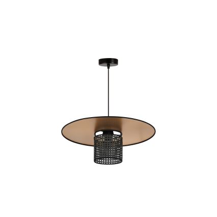 Duolla - Żyrandol na lince TOKYO RATTAN 1xE27/15W/230V śr. 50 cm złoty/czarny