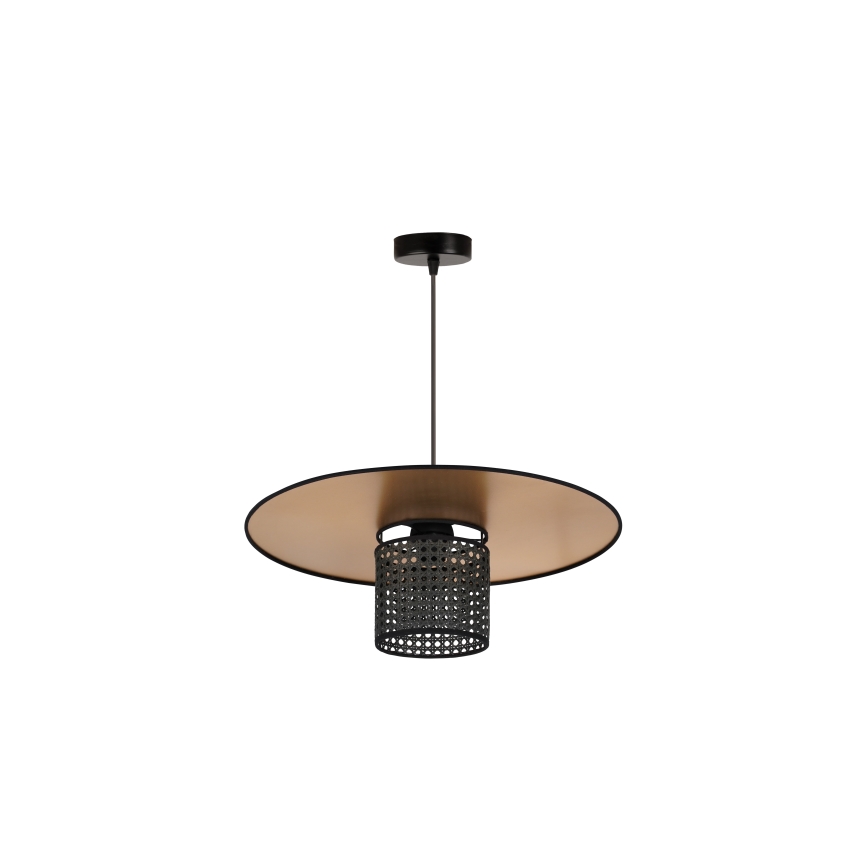 Duolla - Żyrandol na lince TOKYO RATTAN 1xE27/15W/230V śr. 50 cm złoty/czarny