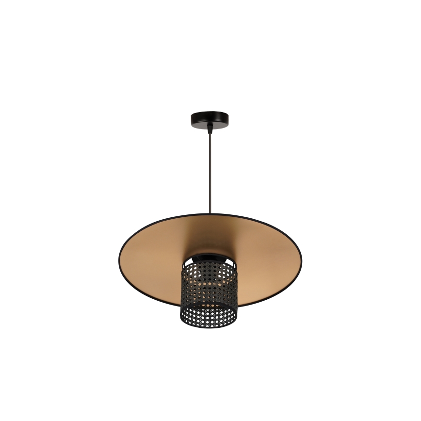 Duolla - Żyrandol na lince TOKYO RATTAN 1xE27/15W/230V śr. 50 cm złoty/czarny