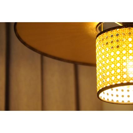Duolla - Żyrandol na lince TOKYO RATTAN 1xE27/15W/230V śr. 50 cm złoty/rattan