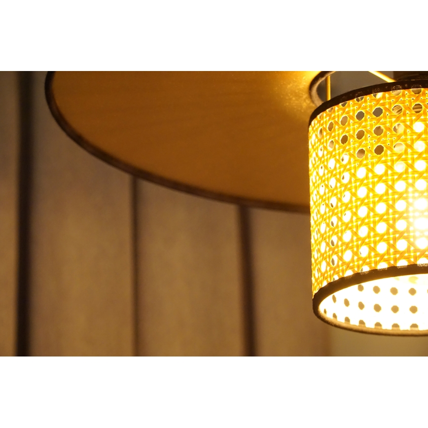 Duolla - Żyrandol na lince TOKYO RATTAN 1xE27/15W/230V śr. 50 cm złoty/rattan