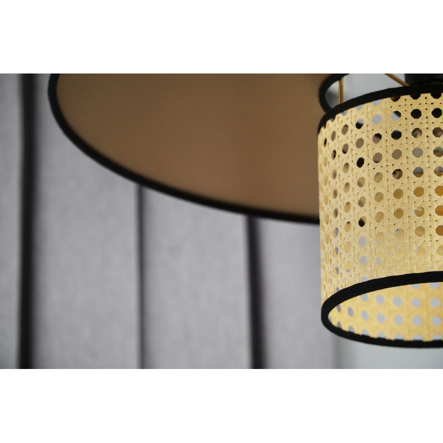 Duolla - Żyrandol na lince TOKYO RATTAN 1xE27/15W/230V śr. 50 cm złoty/rattan