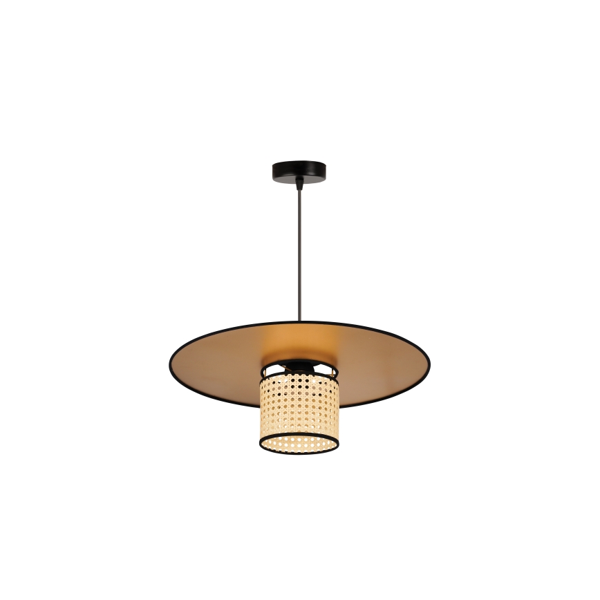 Duolla - Żyrandol na lince TOKYO RATTAN 1xE27/15W/230V śr. 50 cm złoty/rattan
