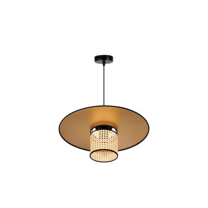 Duolla - Żyrandol na lince TOKYO RATTAN 1xE27/15W/230V śr. 50 cm złoty/rattan