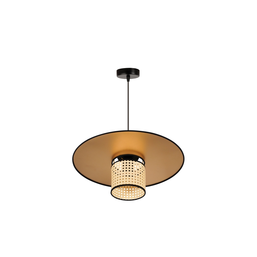 Duolla - Żyrandol na lince TOKYO RATTAN 1xE27/15W/230V śr. 50 cm złoty/rattan
