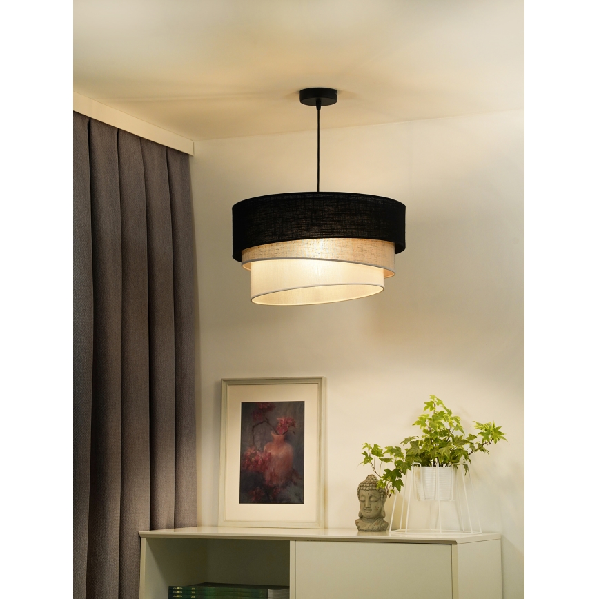 Duolla - Żyrandol na lince TRIO 1xE27/15W/230V śr. 45 cm czarny/szary/biały