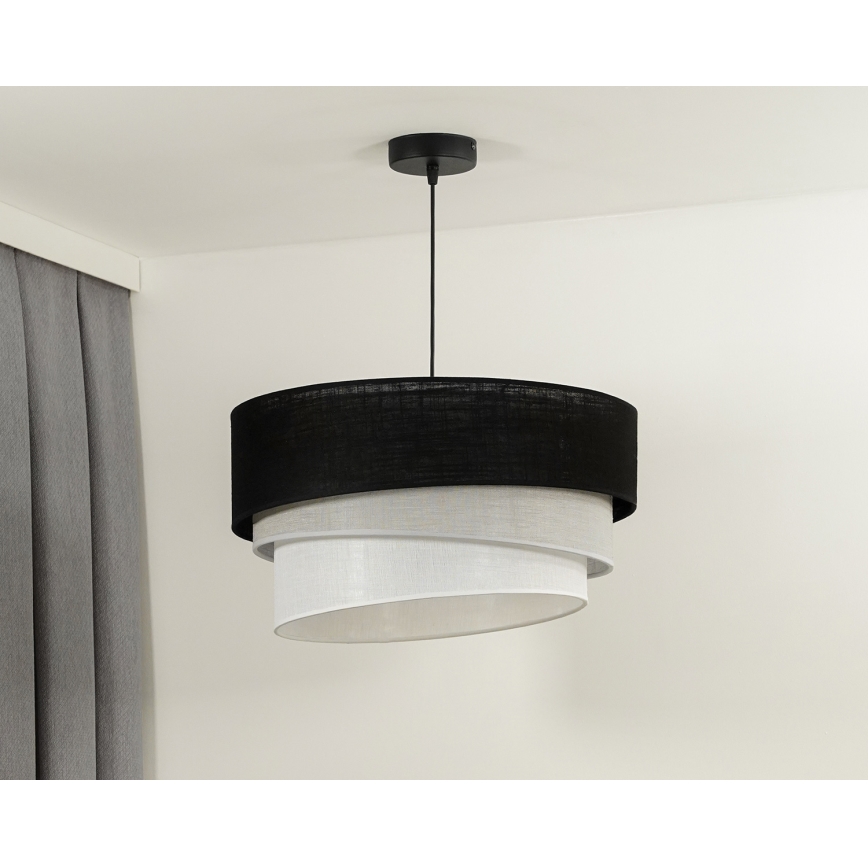Duolla - Żyrandol na lince TRIO 1xE27/15W/230V śr. 45 cm czarny/szary/biały