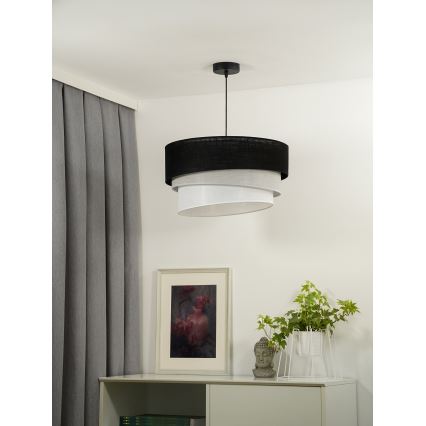 Duolla - Żyrandol na lince TRIO 1xE27/15W/230V śr. 45 cm czarny/szary/biały