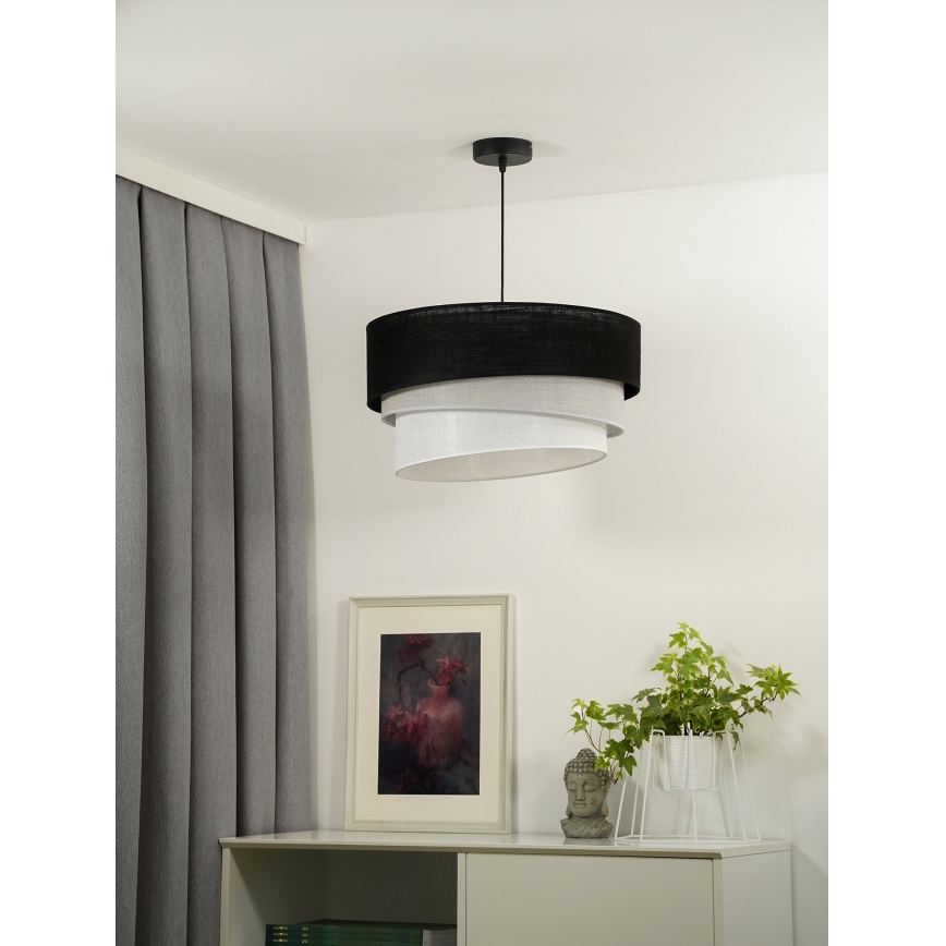Duolla - Żyrandol na lince TRIO 1xE27/15W/230V śr. 45 cm czarny/szary/biały