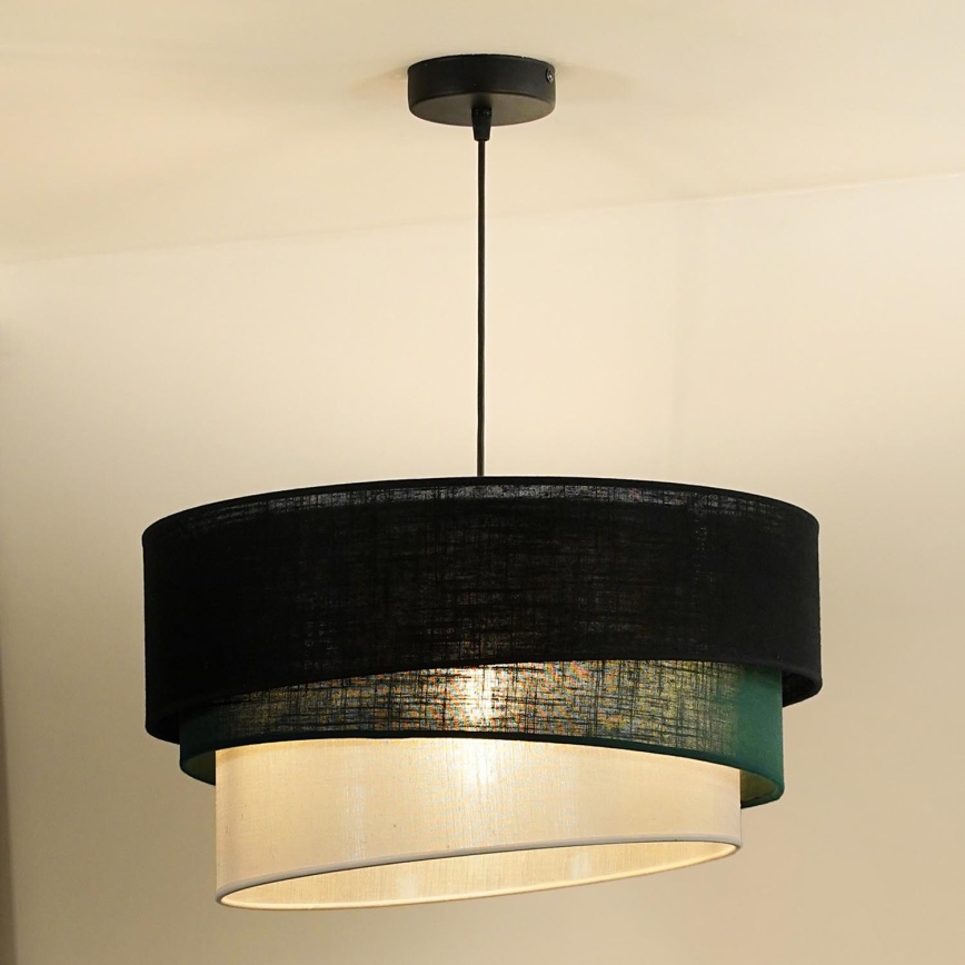 Duolla - Żyrandol na lince TRIO 1xE27/15W/230V śr. 45 cm czarny/zielony/biały