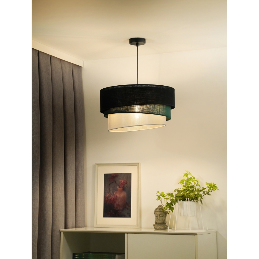 Duolla - Żyrandol na lince TRIO 1xE27/15W/230V śr. 45 cm czarny/zielony/biały