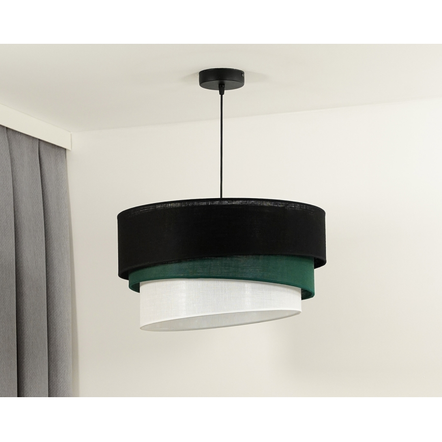 Duolla - Żyrandol na lince TRIO 1xE27/15W/230V śr. 45 cm czarny/zielony/biały