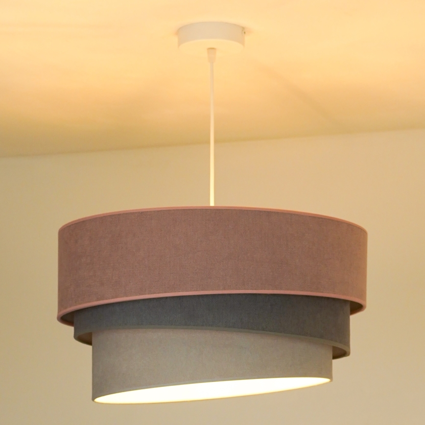 Duolla - Żyrandol na lince TRIO 1xE27/15W/230V śr. 45 cm różowy/szary/biały