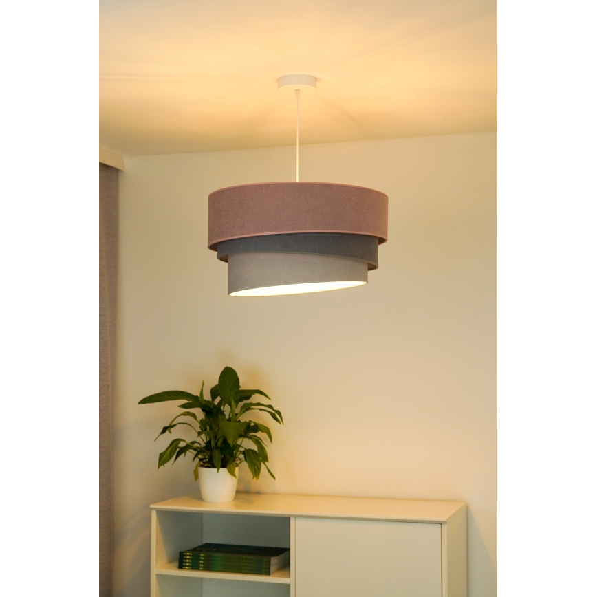Duolla - Żyrandol na lince TRIO 1xE27/15W/230V śr. 45 cm różowy/szary/biały