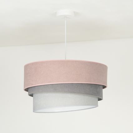Duolla - Żyrandol na lince TRIO 1xE27/15W/230V śr. 45 cm różowy/szary/biały