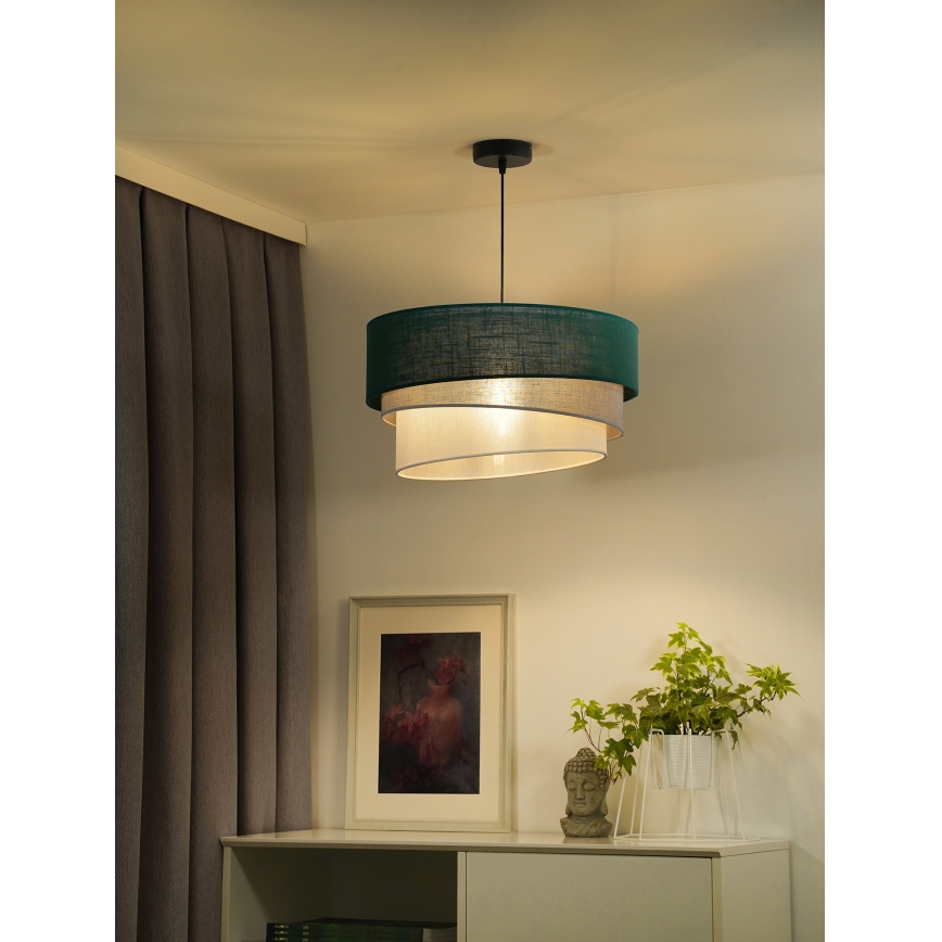 Duolla - Żyrandol na lince TRIO 1xE27/15W/230V śr. 45 cm zielony/szary/biały