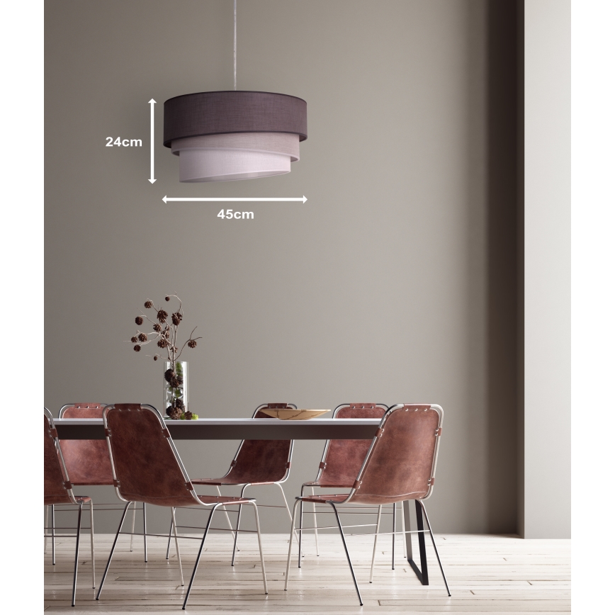 Duolla - Żyrandol na lince TRIO 1xE27/40W/230V śr. 45 cm antracyt/szary/biały