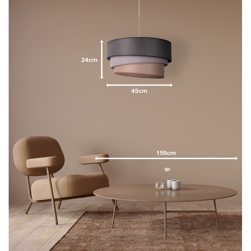 Duolla - Żyrandol na lince TRIO 1xE27/40W/230V śr. 45 cm antracyt/szary/brązowy