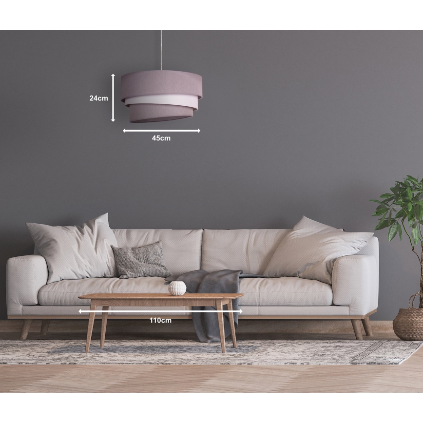 Duolla - Żyrandol na lince TRIO 1xE27/40W/230V śr. 45 cm szary/biały