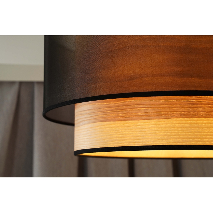 Duolla - Żyrandol na lince WOOD BOHO 1xE27/15W/230V śr. 45 cm czarny/beżowy