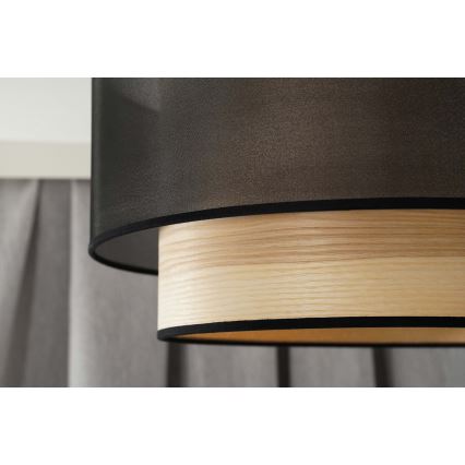 Duolla - Żyrandol na lince WOOD BOHO 1xE27/15W/230V śr. 45 cm czarny/beżowy