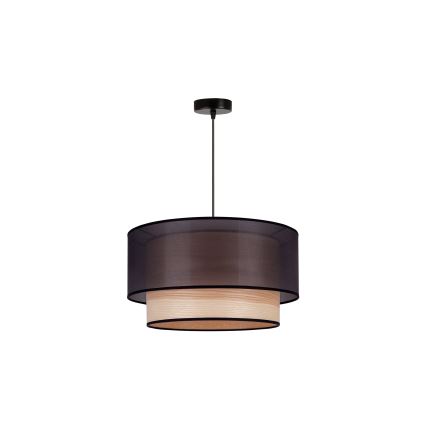 Duolla - Żyrandol na lince WOOD BOHO 1xE27/15W/230V śr. 45 cm czarny/beżowy
