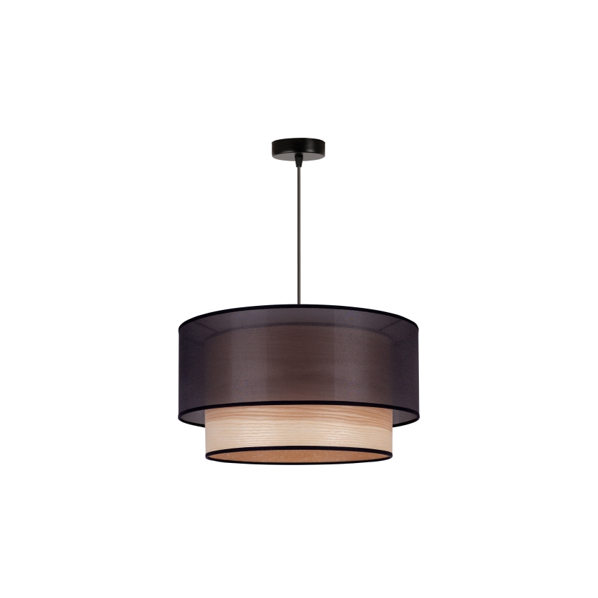 Duolla - Żyrandol na lince WOOD BOHO 1xE27/15W/230V śr. 45 cm czarny/beżowy