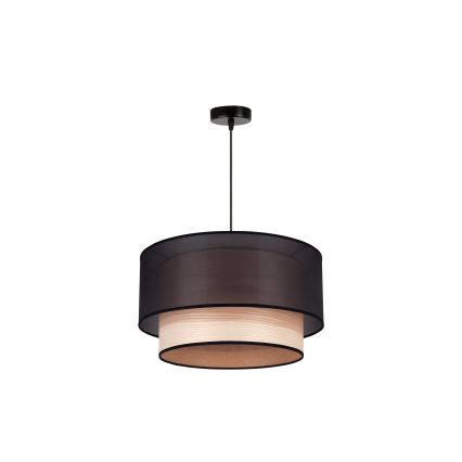 Duolla - Żyrandol na lince WOOD BOHO 1xE27/15W/230V śr. 45 cm czarny/beżowy