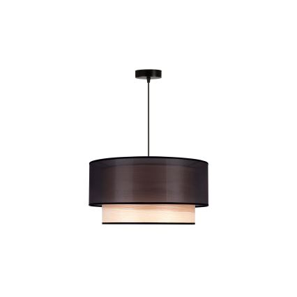 Duolla - Żyrandol na lince WOOD BOHO 1xE27/15W/230V śr. 45 cm czarny/beżowy