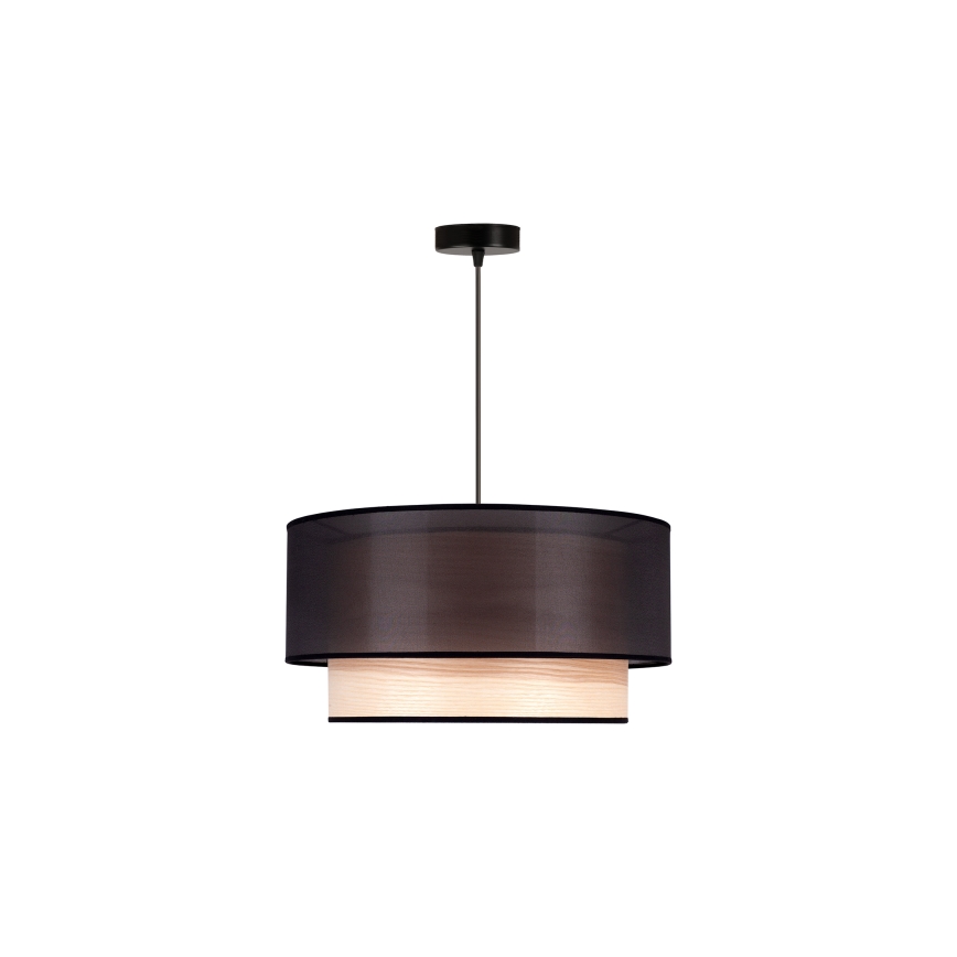 Duolla - Żyrandol na lince WOOD BOHO 1xE27/15W/230V śr. 45 cm czarny/beżowy