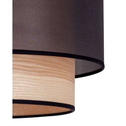 Duolla - Żyrandol na lince WOOD BOHO 1xE27/15W/230V śr. 45 cm czarny/beżowy