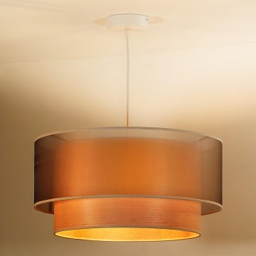 Duolla - Żyrandol na lince WOOD BOHO 1xE27/15W/230V śr. 45 cm miedziany/beżowy