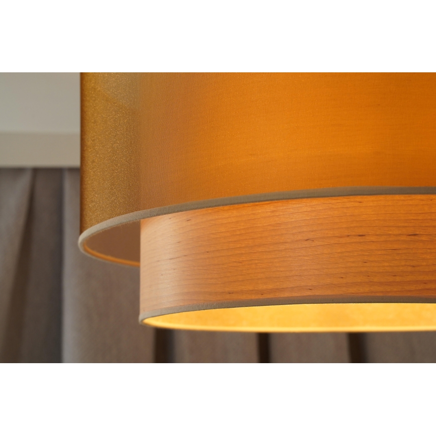 Duolla - Żyrandol na lince WOOD BOHO 1xE27/15W/230V śr. 45 cm miedziany/beżowy