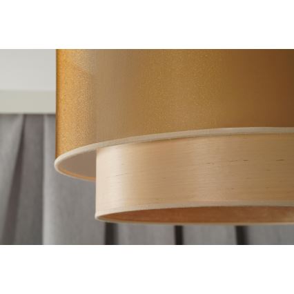 Duolla - Żyrandol na lince WOOD BOHO 1xE27/15W/230V śr. 45 cm miedziany/beżowy