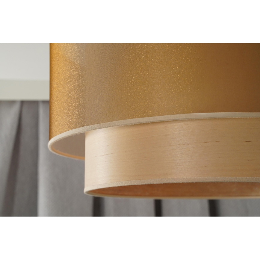 Duolla - Żyrandol na lince WOOD BOHO 1xE27/15W/230V śr. 45 cm miedziany/beżowy