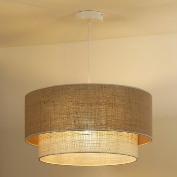 Duolla - Żyrandol na lince YUTE BOHO 1xE27/15W/230V śr. 45 cm brązowy/kremowy
