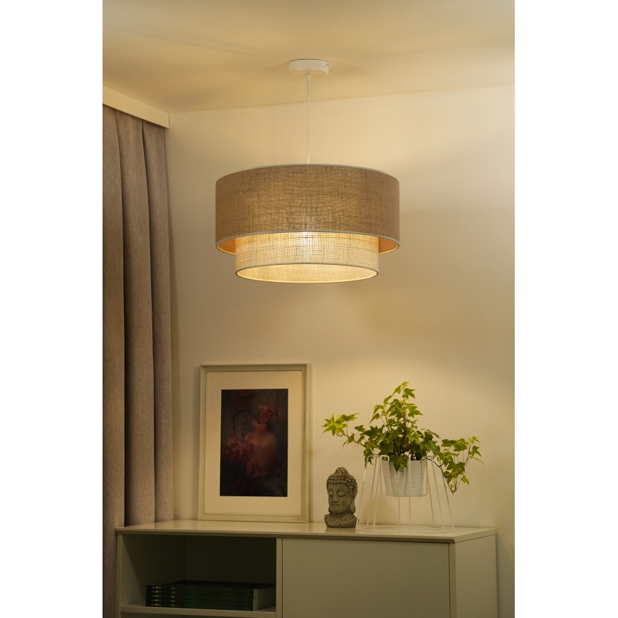 Duolla - Żyrandol na lince YUTE BOHO 1xE27/15W/230V śr. 45 cm brązowy/kremowy