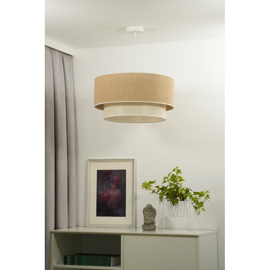 Duolla - Żyrandol na lince YUTE BOHO 1xE27/15W/230V śr. 45 cm brązowy/kremowy