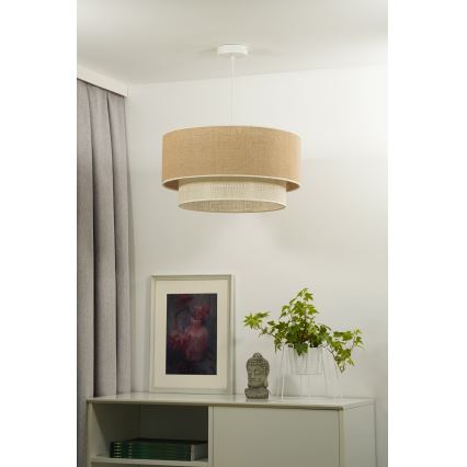 Duolla - Żyrandol na lince YUTE BOHO 3xE27/15W/230V śr. 60 cm brązowy/kremowy