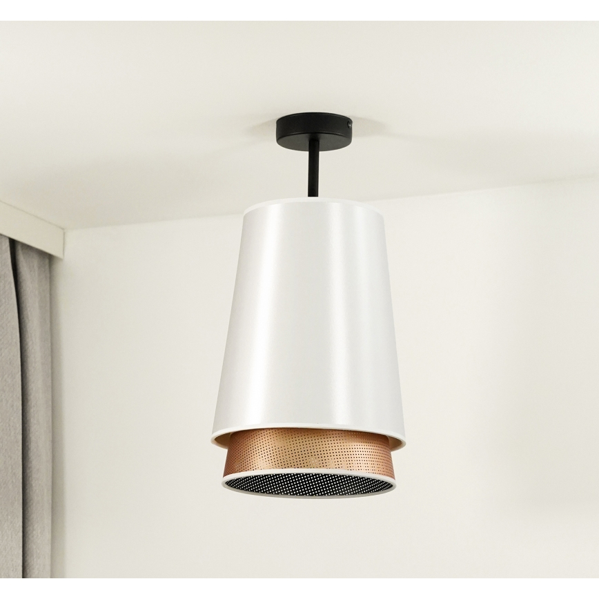 Duolla - Żyrandol natynkowy BELL SHINY 1xE27/15W/230V śr. 25 cm biały/miedziany