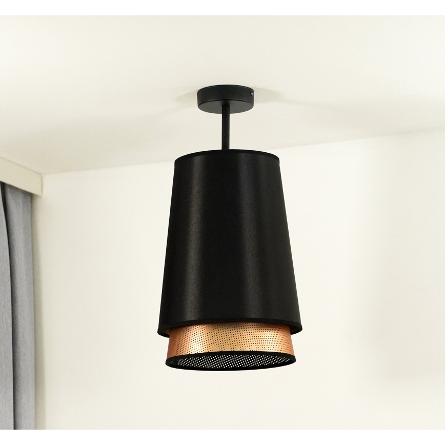 Duolla - Żyrandol natynkowy BELL SHINY 1xE27/15W/230V śr. 25 cm czarny/miedziany