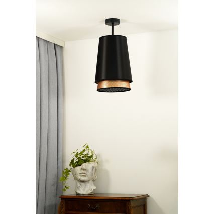 Duolla - Żyrandol natynkowy BELL SHINY 1xE27/15W/230V śr. 25 cm czarny/miedziany