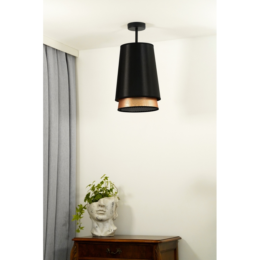 Duolla - Żyrandol natynkowy BELL SHINY 1xE27/15W/230V śr. 25 cm czarny/miedziany